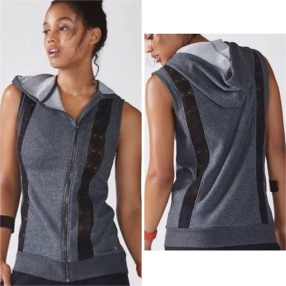 Fabletics crochet lace zip hoodie vest Saige 731